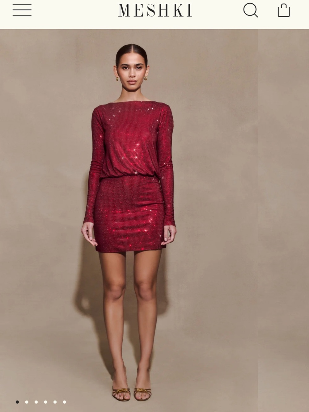 Meshki Darius Cowl Sparkly Red Mini Dress